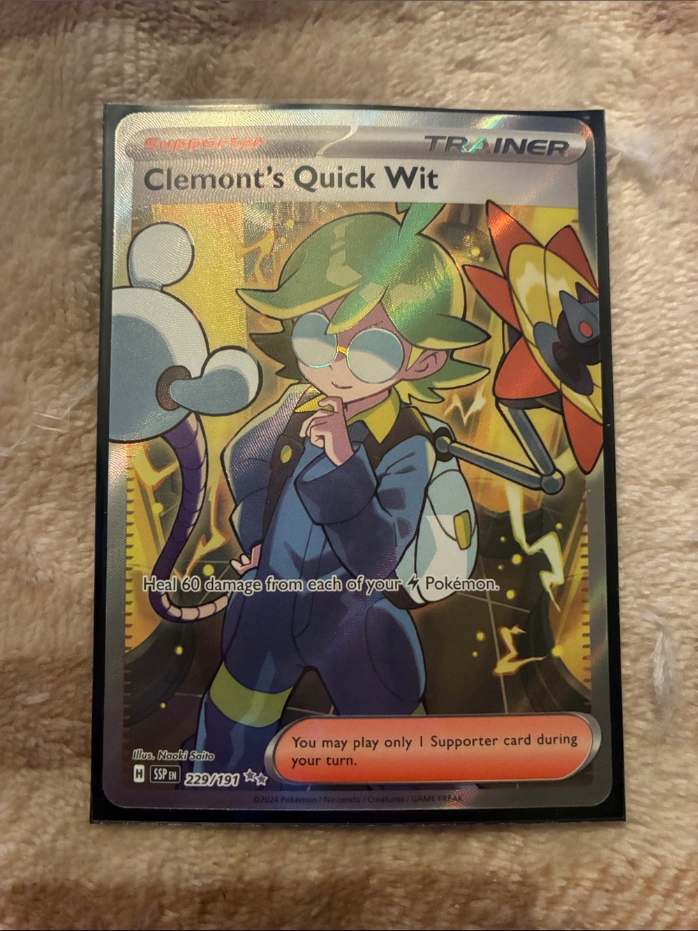 Pokemon Clemont's Quick Wit Trainer Card - Green, Yellow, Blue, Orange